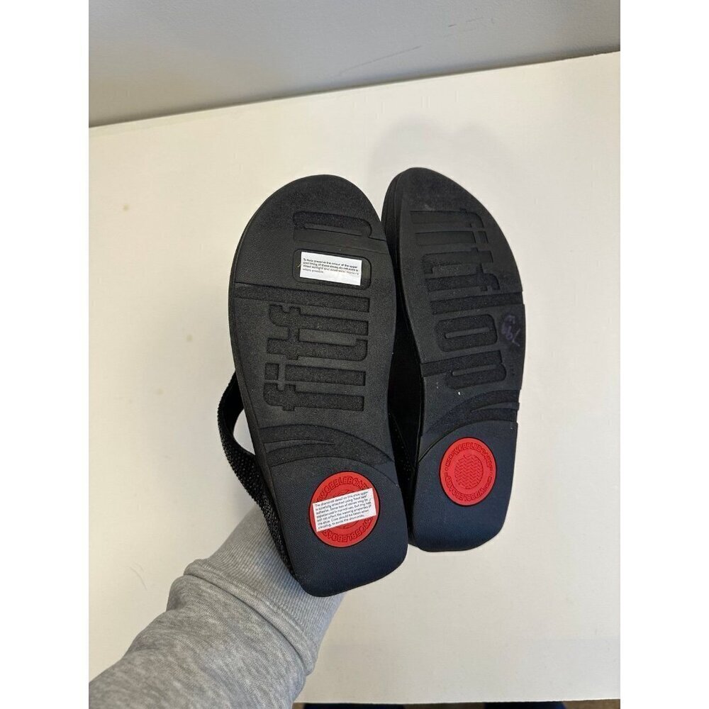 Fitflop Lottie Shimmer Crystal Thong Sandals Black Size EU 38/ US 7 T82-001 - Picture 10 of 10